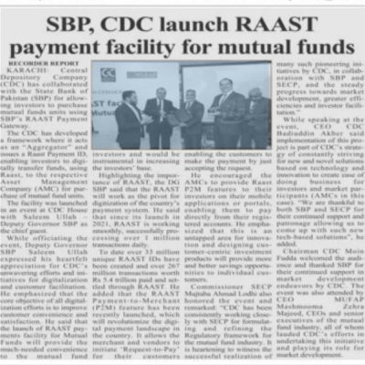 SBP CDC Launch Raast